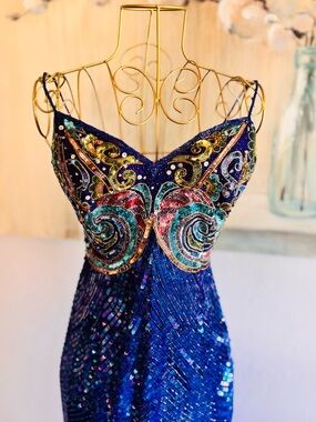 Vintage Naeem Khan Riazee Nights Silk Beaded Sequin Gown + Bolero